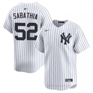 CC Sabathia #52 White Basseball Jersey | Men NY Yankee Premium MLB Uniform 2wbhP623