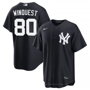 Men Cade Winquest #80 Navy Alternate Limited Basseball Jersey | Yanks Official MLB Design S8743534