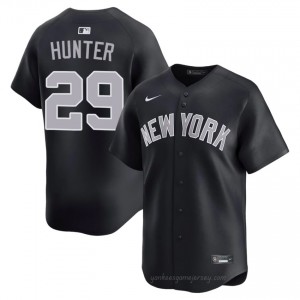 Men Catfish Hunter #29 NYY Navy Elite Basseball Jersey| Embroidery Authentic YcV23I35