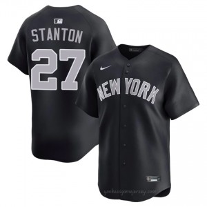 Men Giancarlo Stanton #27 Yankees Navy Elite Basseball Jersey| Embroidery Authentic 7851c596