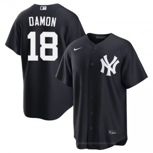 Men Johnny Damon #18 Navy Alternate Limited Basseball Jersey | NYY Official MLB Design 3Ccp0347