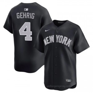 #4 Lou Gehrig Navy On-Field Style Basseball Jersey | Men Authentic Yanks MLB Apparel OP714373