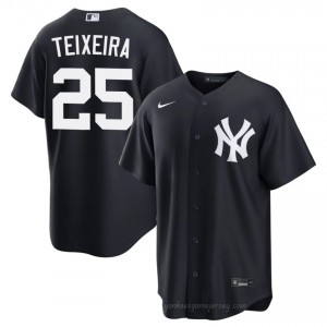 Men Mark Teixeira #25 Navy Alternate Limited Basseball Jersey | Yanks Official MLB Design I6333265