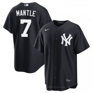 Men Mickey Mantle #7 Navy Alternate Limited Basseball Jersey | Yankees Official MLB Design eG411a52