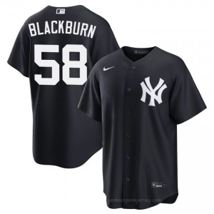 Men Paul Blackburn #58 Navy Alternate Limited Basseball Jersey | New York Yankees Official MLB Design 127Rei92