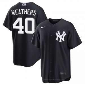 Men Ryan Weathers #40 Navy Alternate Limited Basseball Jersey | New York Yankees Official MLB Design J0TYFT79