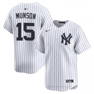 NYY Thurman Munson #15 White Men Premium Jersey | MLB Collectible Basseball Uniform qT225739