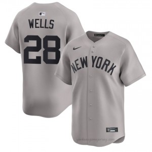 #28 Austin Wells Gray On-Field Style Basseball Jersey | Men Authentic Yanks MLB Apparel 7531c856
