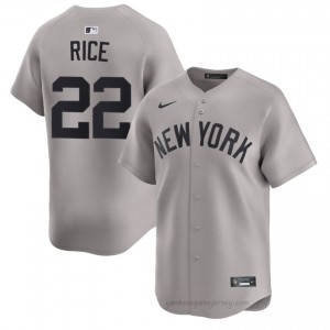 #22 Ben Rice Gray On-Field Style Basseball Jersey | Men Authentic NYY MLB Apparel 3633pR63