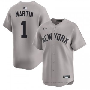 #1 Billy Martin Gray On-Field Style Basseball Jersey | Men Authentic Yanks MLB Apparel 4McDHp58