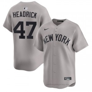 #47 Brent Headrick Gray On-Field Style Basseball Jersey | Men Authentic NY Yankee MLB Apparel L6kRU696