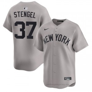 #37 Casey Stengel Gray On-Field Style Basseball Jersey | Men Authentic NYY MLB Apparel i03o7I77