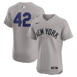 Jackie Robinson Day #42 Gray Basseball Jersey | Men Yanks Premium MLB Uniform 5JpX5583