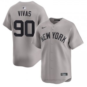 Men Jorbit Vivas #90 NYY Gray Elite Basseball Jersey| Stitch Authentic 27K2L485