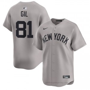 Men Luis Gil #81 NYY Gray Elite Basseball Jersey| Stitch Authentic 137NUd57