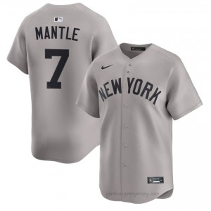 Men Mickey Mantle #7 New York Yankees Gray Elite Basseball Jersey| Stitch Authentic 4550Hv73