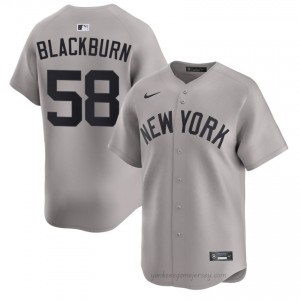 Men Paul Blackburn #58 NYY Gray Elite Basseball Jersey| Stitch Authentic 11560042