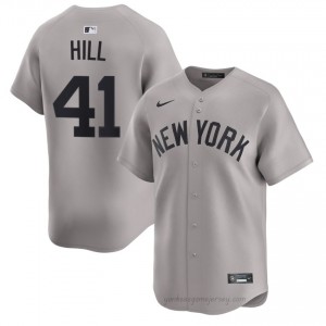 Men Tim Hill #41 NY Yankee Gray Elite Basseball Jersey| Stitch Authentic D3567I81