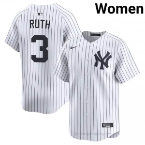 Women Babe Ruth #3 NYY White Elite Basseball Jersey| Stitched Authentic KC7Ki821