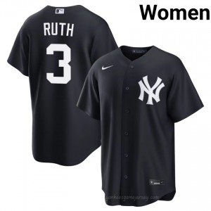 Navy Babe Ruth #3 Women Basseball Jersey | Yanks Limited Edition MLB Player Gear tJJ4v614