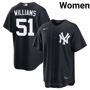 Navy Bernie Williams #51 Women Basseball Jersey | NYY Limited Edition MLB Player Gear Op087l31
