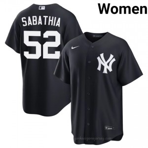 Women CC Sabathia #52 Navy Alternate Limited Basseball Jersey | New York Yankees Official MLB Design 17441324