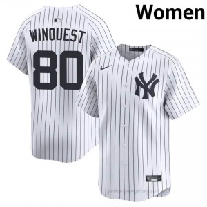 Women Cade Winquest #80 New York Yankees White Elite Basseball Jersey| Stitched Authentic KDGl7424