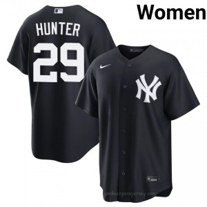 Navy Catfish Hunter #29 Women Basseball Jersey | NYY Limited Edition MLB Player Gear M86ef012