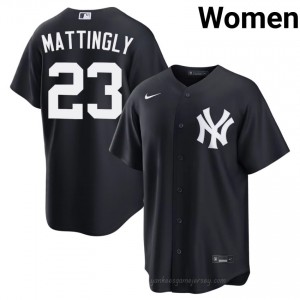 Women Don Mattingly #23 Navy Alternate Limited Basseball Jersey | Yankees Official MLB Design 835Ya017
