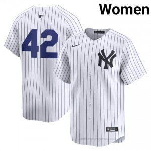 #42 Jackie Robinson Day White On-Field Style Basseball Jersey | Women Authentic New York Yankees MLB Apparel bxL4y272