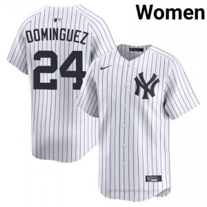 #24 Jasson Dominguez White On-Field Style Basseball Jersey | Women Authentic New York Yankees MLB Apparel 40en3R32