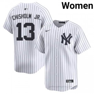 #13 Jazz Chisholm Jr. White On-Field Style Basseball Jersey | Women Authentic Yankees MLB Apparel 42A25027