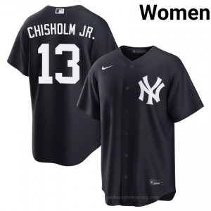 Women Jazz Chisholm Jr. #13 Navy Alternate Limited Basseball Jersey | NYY Official MLB Design QFA04a49