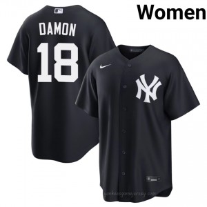 Navy Johnny Damon #18 Women Basseball Jersey | Yanks Limited Edition MLB Player Gear 6g8oee55