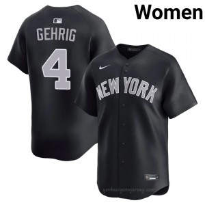 Lou Gehrig #4 Navy Basseball Jersey | Women Yankees Premium MLB Uniform PLggDo67