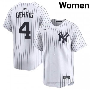 #4 Lou Gehrig White On-Field Style Basseball Jersey | Women Authentic NYY MLB Apparel G0X6Pp62