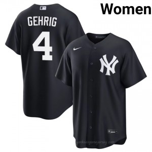 Women Lou Gehrig #4 Navy Alternate Limited Basseball Jersey | Yanks Official MLB Design Y14mIs76