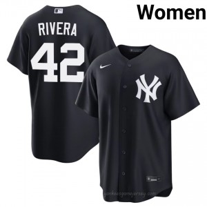 Women Mariano Rivera #42 Navy Alternate Limited Basseball Jersey | NYY Official MLB Design 74Lh4x41