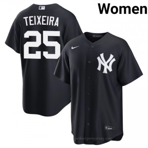 Navy Mark Teixeira #25 Women Basseball Jersey | New York Yankees Limited Edition MLB Player Gear 4J5K2432