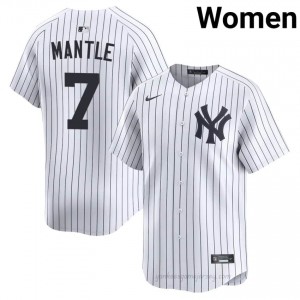 #7 Mickey Mantle White On-Field Style Basseball Jersey | Women Authentic Yankees MLB Apparel 76721s74