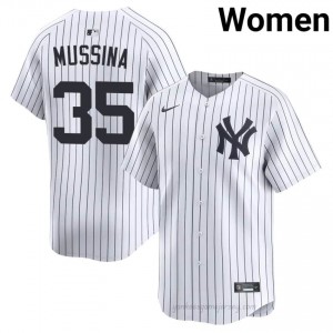 #35 Mike Mussina White On-Field Style Basseball Jersey | Women Authentic Yanks MLB Apparel 84464w24