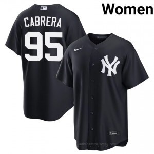 Women Oswaldo Cabrera #95 Navy Alternate Limited Basseball Jersey | Yanks Official MLB Design 3Y602S61