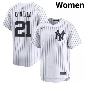 #21 Paul O'Neill White On-Field Style Basseball Jersey | Women Authentic Yanks MLB Apparel wK35f371