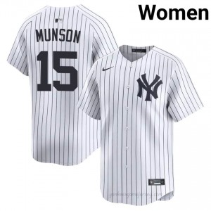#15 Thurman Munson White On-Field Style Basseball Jersey | Women Authentic NY Yankee MLB Apparel R26VDf76