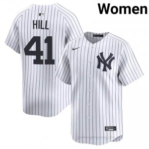 #41 Tim Hill White On-Field Style Basseball Jersey | Women Authentic NYY MLB Apparel V1sr4h64