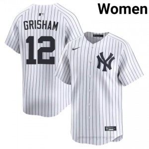 #12 Trent Grisham White On-Field Style Basseball Jersey | Women Authentic New York Yankees MLB Apparel CB528O35