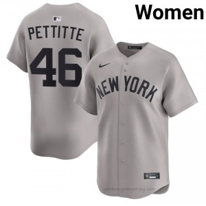 Andy Pettitte #46 Gray Basseball Jersey | Women NY Yankee Premium MLB Uniform wFp84m77