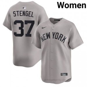 Casey Stengel #37 Gray Basseball Jersey | Women NY Yankee Premium MLB Uniform t4b0tW13