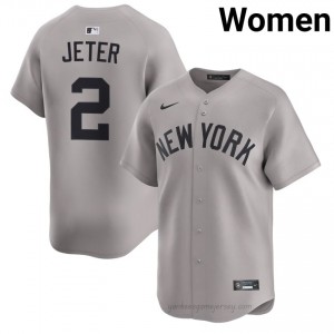 Derek Jeter #2 Gray Basseball Jersey | Women New York Yankees Premium MLB Uniform 221smg30