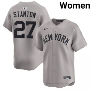 Giancarlo Stanton #27 Gray Basseball Jersey | Women Yankees Premium MLB Uniform it485237
